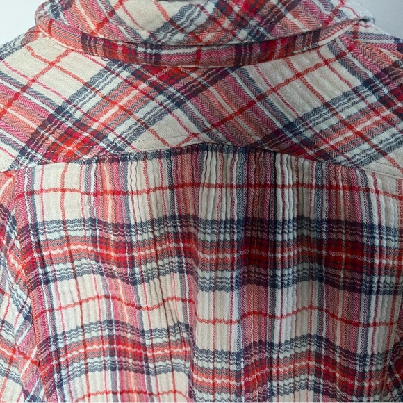 Free People juniper raw hem Red and White Plaid Button Down Shirt - Picture 5 of 8
